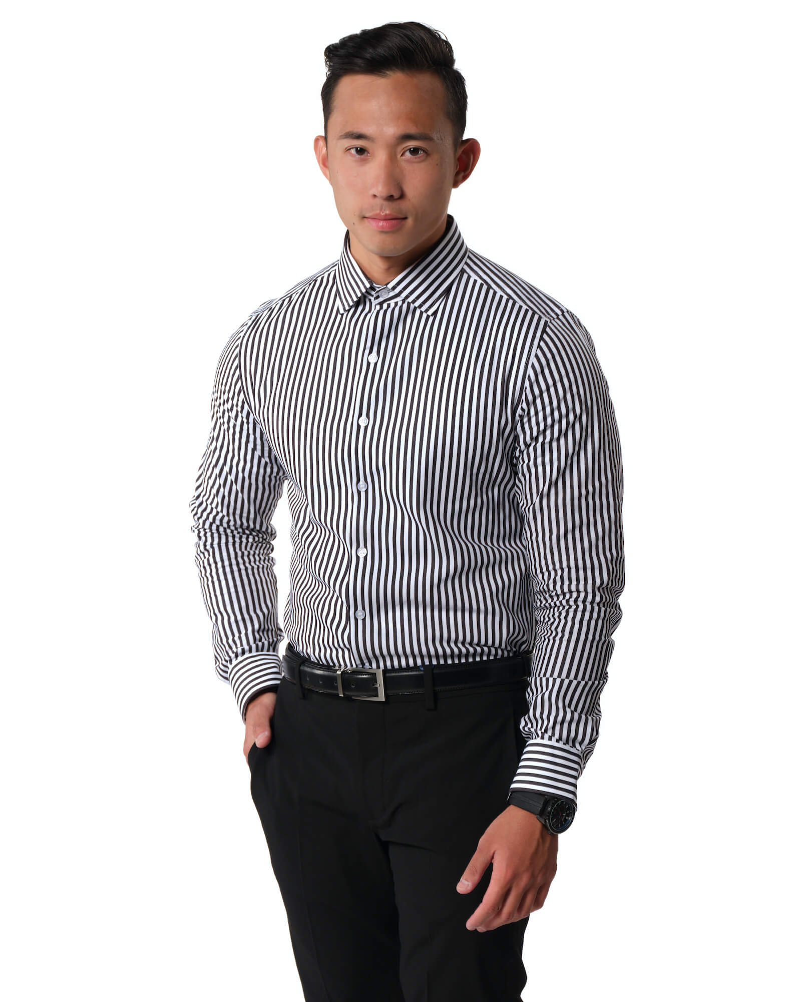 【DISCERNMENT】Tod pigment stripe collar sleeve DISCERNMENT】Tod pigment stripe collar sleeve